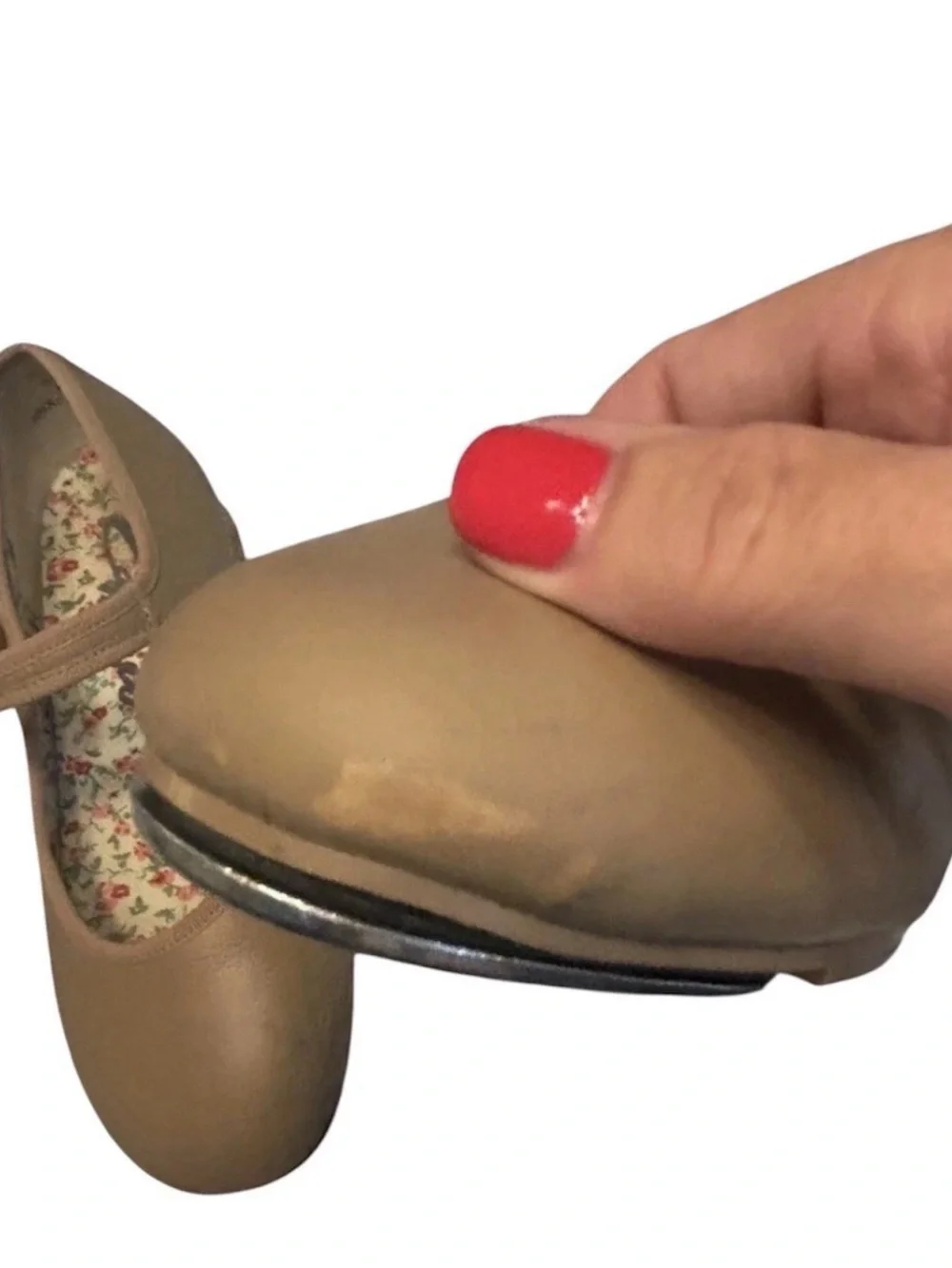 Capezio Girls' Tan Mary Jane Tap Flats with Floral Insole Dance